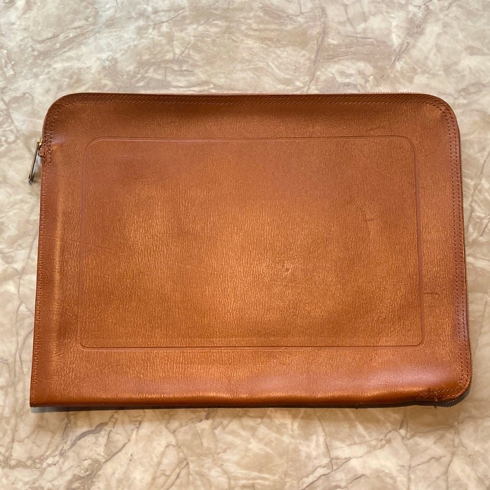 Scovill zipper leather file folder, briefcase, attaché.